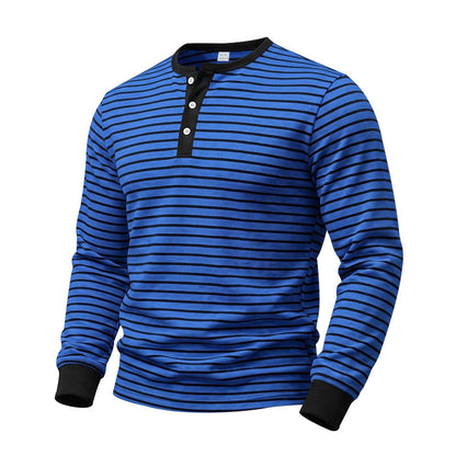 American-style Vintage Striped Long-sleeve Mens Top