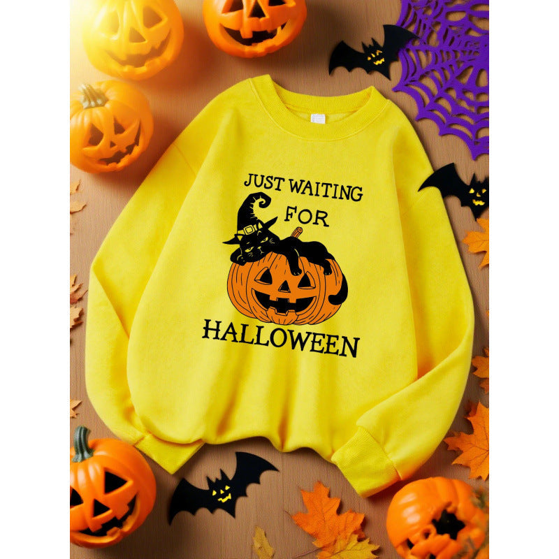 Just Waiting For Halloween Pumpkin Design Sweats