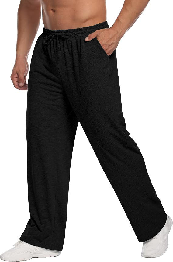 Mens Solid-Color Drawstring Straight-Leg Sweatpants