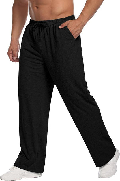 Mens Solid-Color Drawstring Straight-Leg Sweatpants