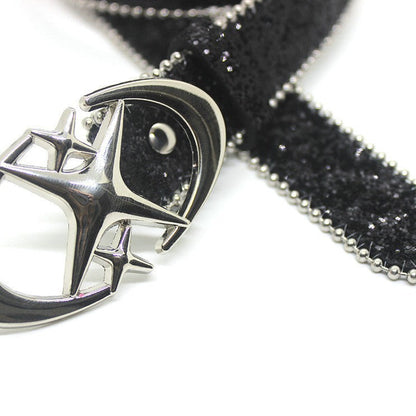 Trendy New Double Crescent Moon And Cross Sequined Waist Belt