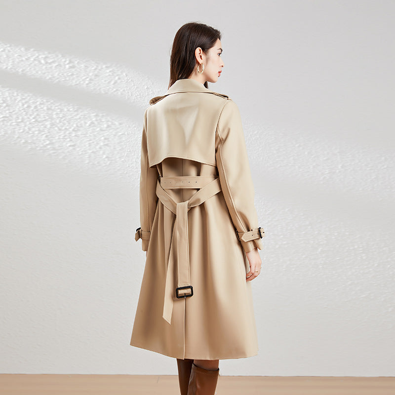 Simple Versatile Double-breasted Womens Coat