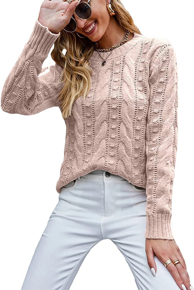 Pullover Long-sleeve Cable-knit Sweater For Women