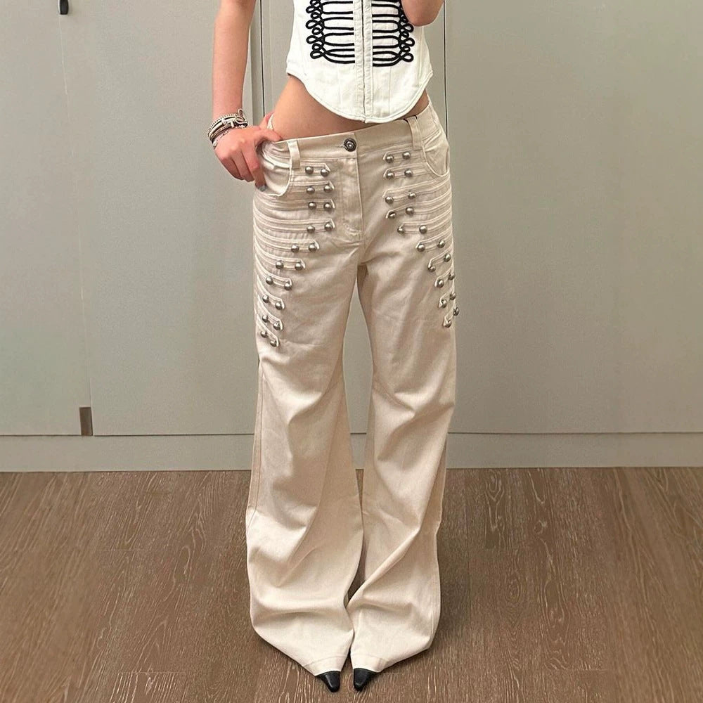 American-style Retro Metal-button Designer Jeans