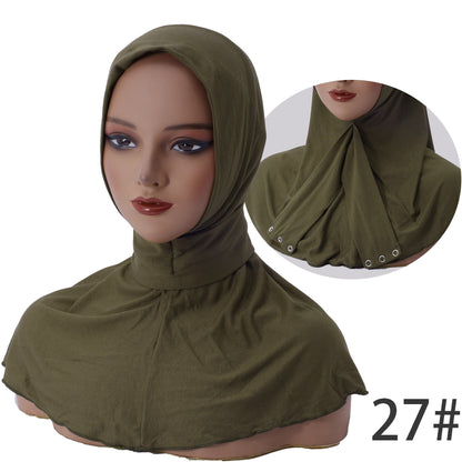 Womens Modal Cotton Headscarf Cap With Three Buttons