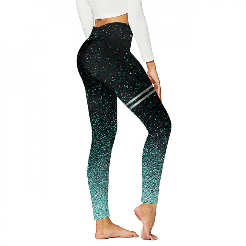 High-waisted Yoga Pants With Double-ring Gold-stamped Print