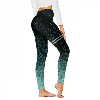 High-waisted Yoga Pants With Double-ring Gold-stamped Print
