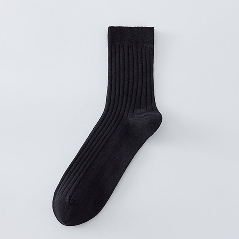 All-cotton Mid-calf Contrast-color Mens Seamless Socks
