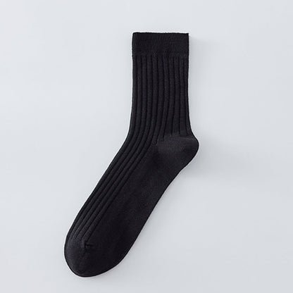 All-cotton Mid-calf Contrast-color Mens Seamless Socks