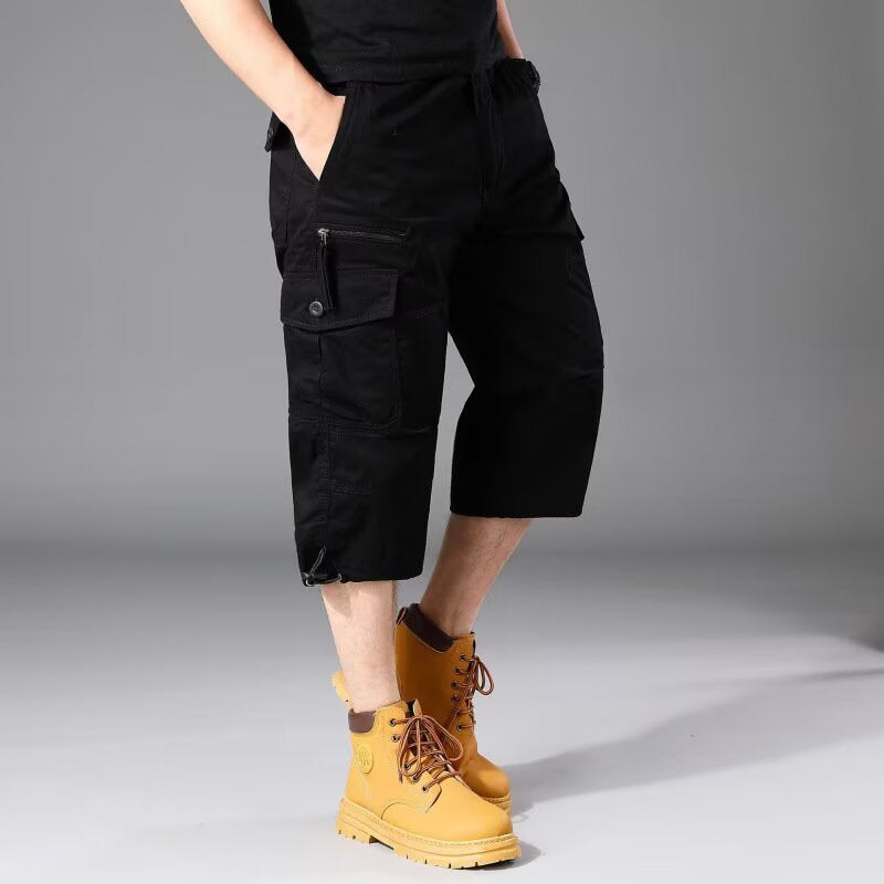 Mens Cropped Long-Style Elastic Work Pants