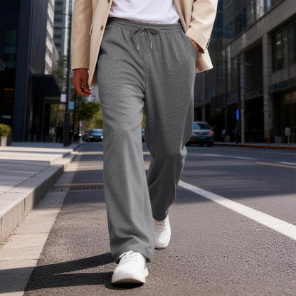 Mens Solid-Color Drawstring Straight-Leg Sweatpants