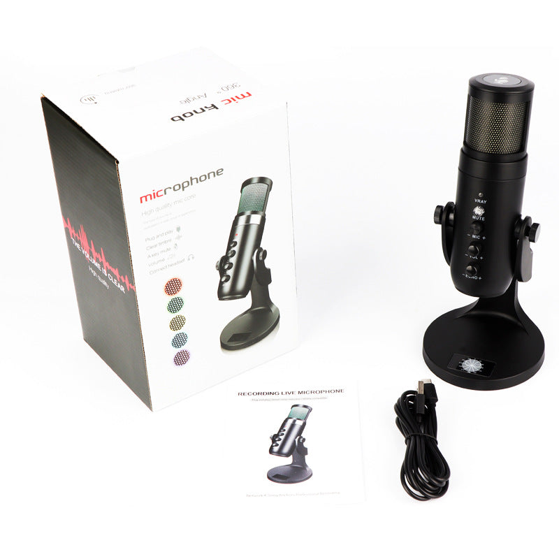 RGB Colorful Breathing Ambience Light USB Condenser Microphone