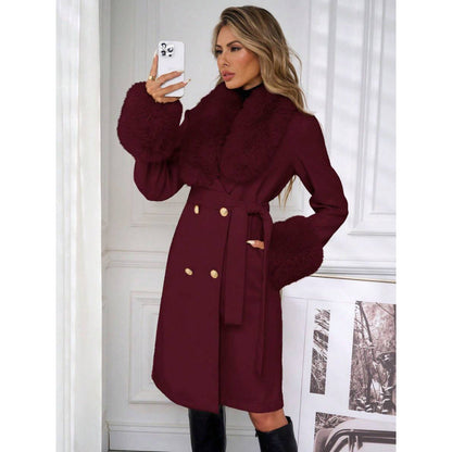 Elegant Double-breasted Trench Coat With A Tie Belt