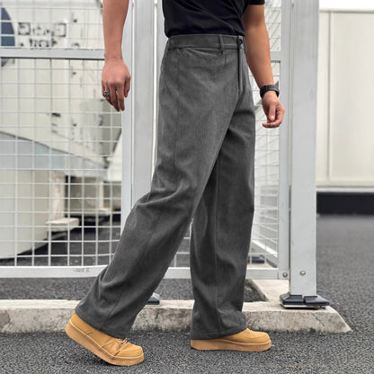 Mens Plus-Size Casual Corduroy Trousers