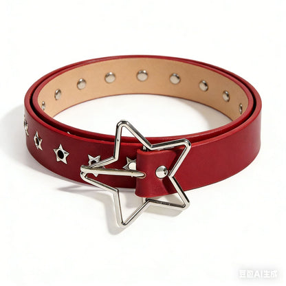 New Arrival Pentagram Rivet PU Belt For Women Fashionable And Versatile