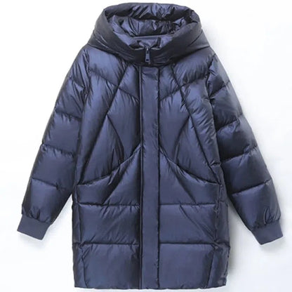Womens Mid-length Hooded Cotton Coat
