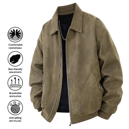 Mens American-style Jacket Lapel Coat Loose-fitting