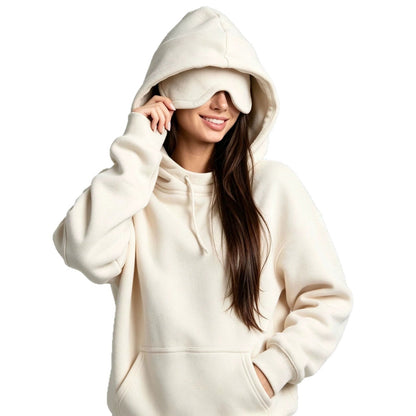 Women's Hooded Unisex Set With Eye Mask And Fleece Lining