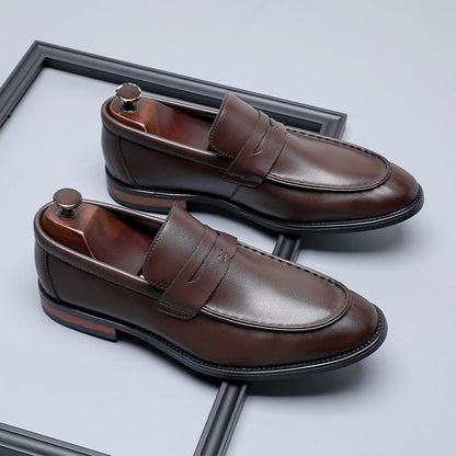 British-style Minimalist Business Formal Slip-on Casual Mens Leather Shoes