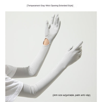 Nylon Ice Silk Long Sun Protection Gloves