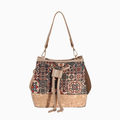 Vintage Printed Large-Capacity Women's Tote Bag With Wood-Grain Exterior And Wood-Grain Interior