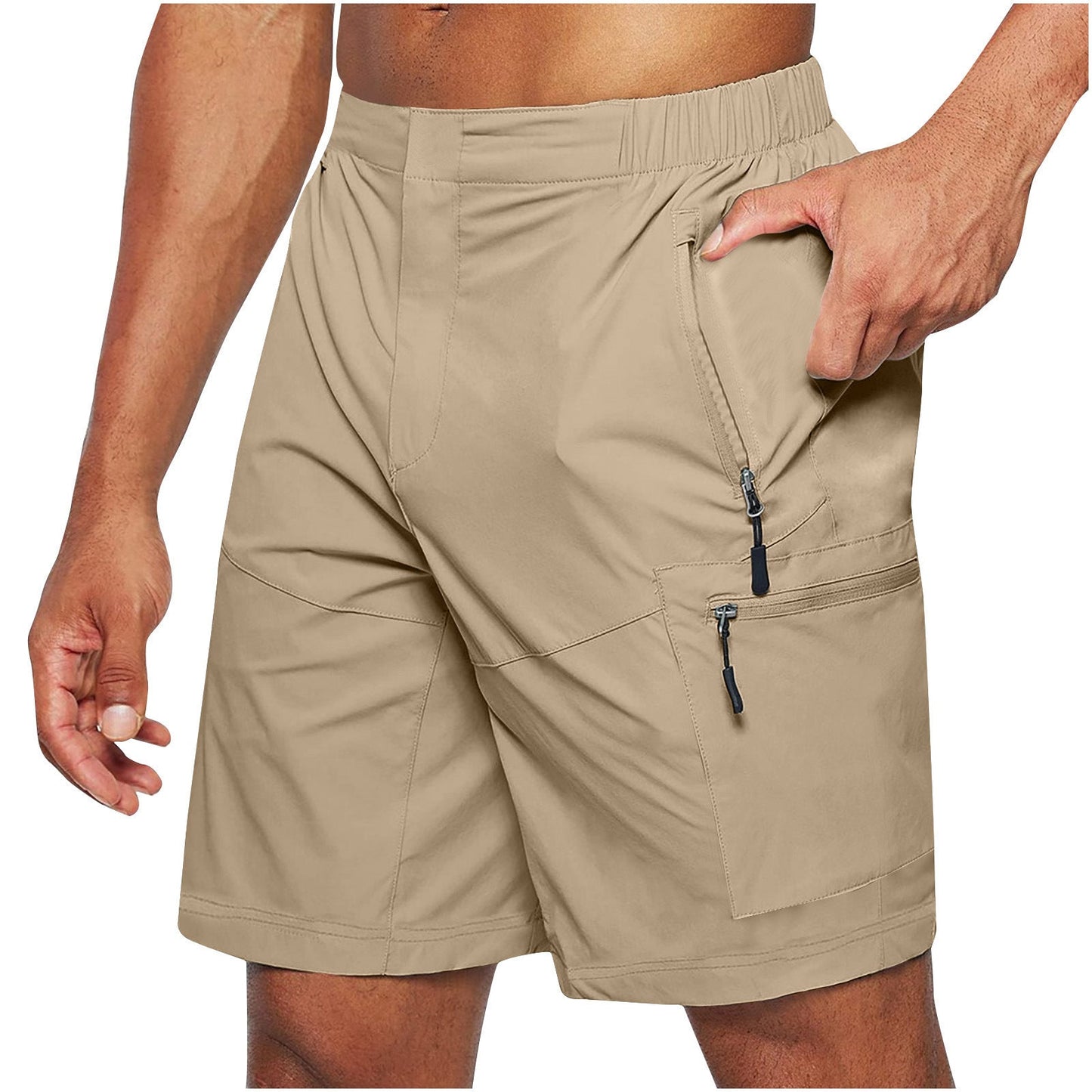 Men's Cargo Shorts  Large Size New Zipper Shorts Multi-flap Pocket Pants Mobile Phone Men's Shorts Quick-drying Fabric