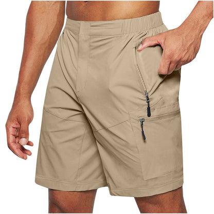 Men's Cargo Shorts  Large Size New Zipper Shorts Multi-flap Pocket Pants Mobile Phone Men's Shorts Quick-drying Fabric