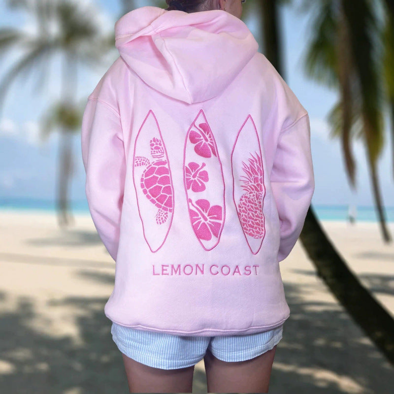 Womens Letter-Print Drop-Shoulder Sweatshirt
