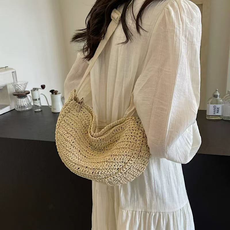 Handwoven Seaside Casual Getaway Relaxed Vibe Dumpling-style Woven Waist Bag