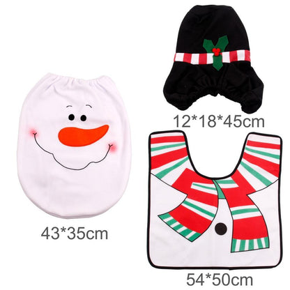 Christmas Santa Bathroom Curtain Toilet Seat Decor