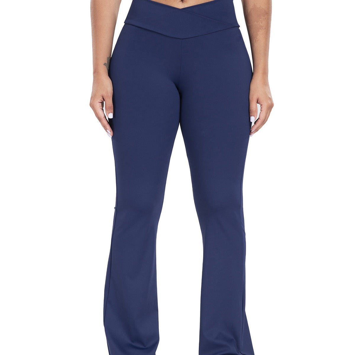 Women Crisscross Waist Flared Yoga Pants Slim Fit Outdoor Sports Casual Bell Bottom Active Trousers