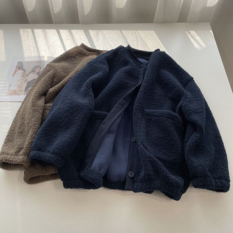 Brushed Thickened Loose-fitting Cardigan Coat
