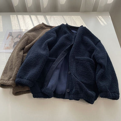 Brushed Thickened Loose-fitting Cardigan Coat