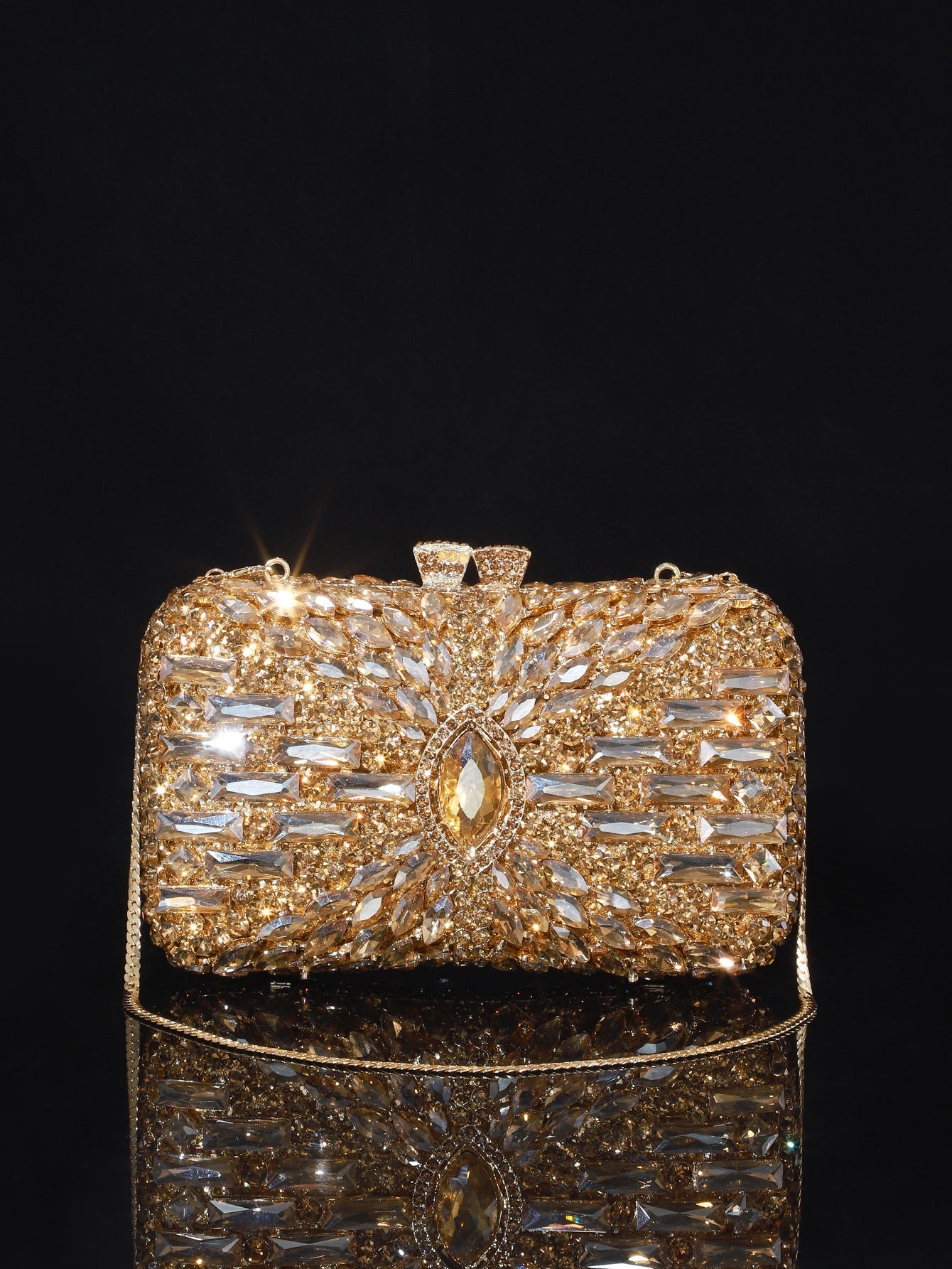 High-end Luxurious Heavy-Embroidered Shiny Champagne Bottle Rhinestone Evening Bag