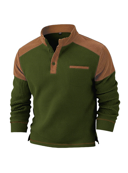 Mens Casual Corduroy Hoodie With A Stand-up Collar And Long Sleeves