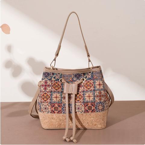 Vintage Printed Large-Capacity Women's Tote Bag With Wood-Grain Exterior And Wood-Grain Interior