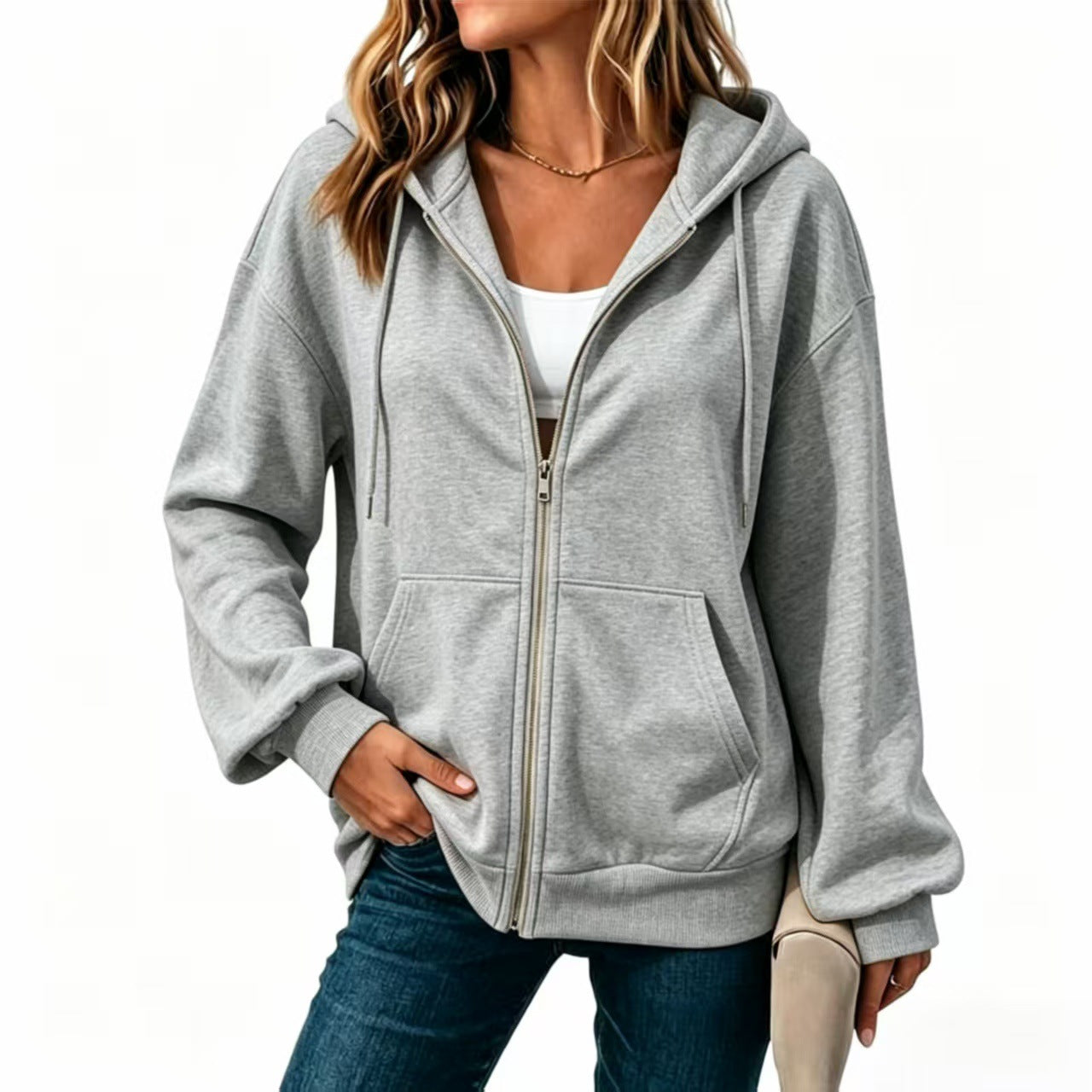 Casual Cardigan With Dropped Shoulders And Long Sleeves