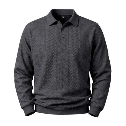 Mens Relaxed Fit Jacquard Textured Casual All Matching Long Sleeve Hoodie