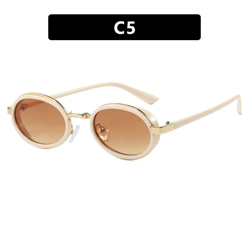 Oval Small-frame Sunglasses Steampunk Metal Sunglasses