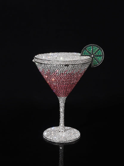 High-end Luxurious Heavy-Embroidered Shiny Champagne Bottle Rhinestone Evening Bag