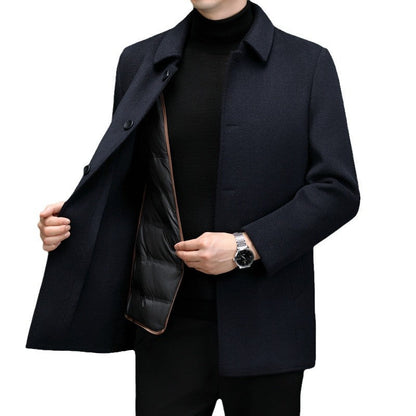Detachable-lining Casual Wool Coat