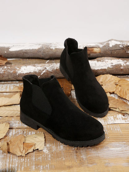 Women's Plus Size Ankle Martin Boots, New 2026 Spring & Autumn Round Toe Block Mid Heel Elastic Ankle Boots