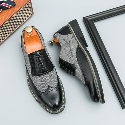 Fashion Brogue Men's Korean-style Casual Formal Wear Leather Shoes