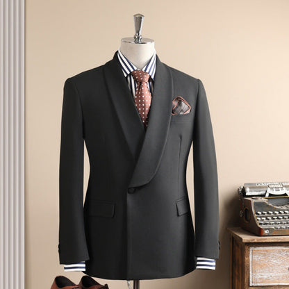 Men Taupe Shawl Lapel One Button 2 Pieces Suit Blazer & Pants Set
