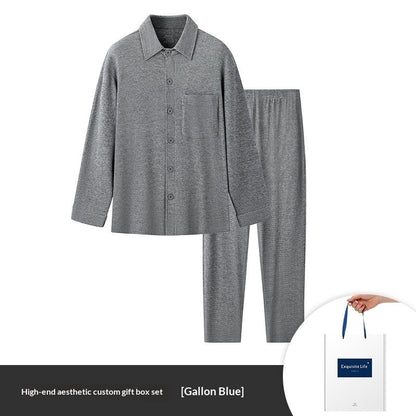 Jacquard Plaid AutumnWinter Mens Pajama Set