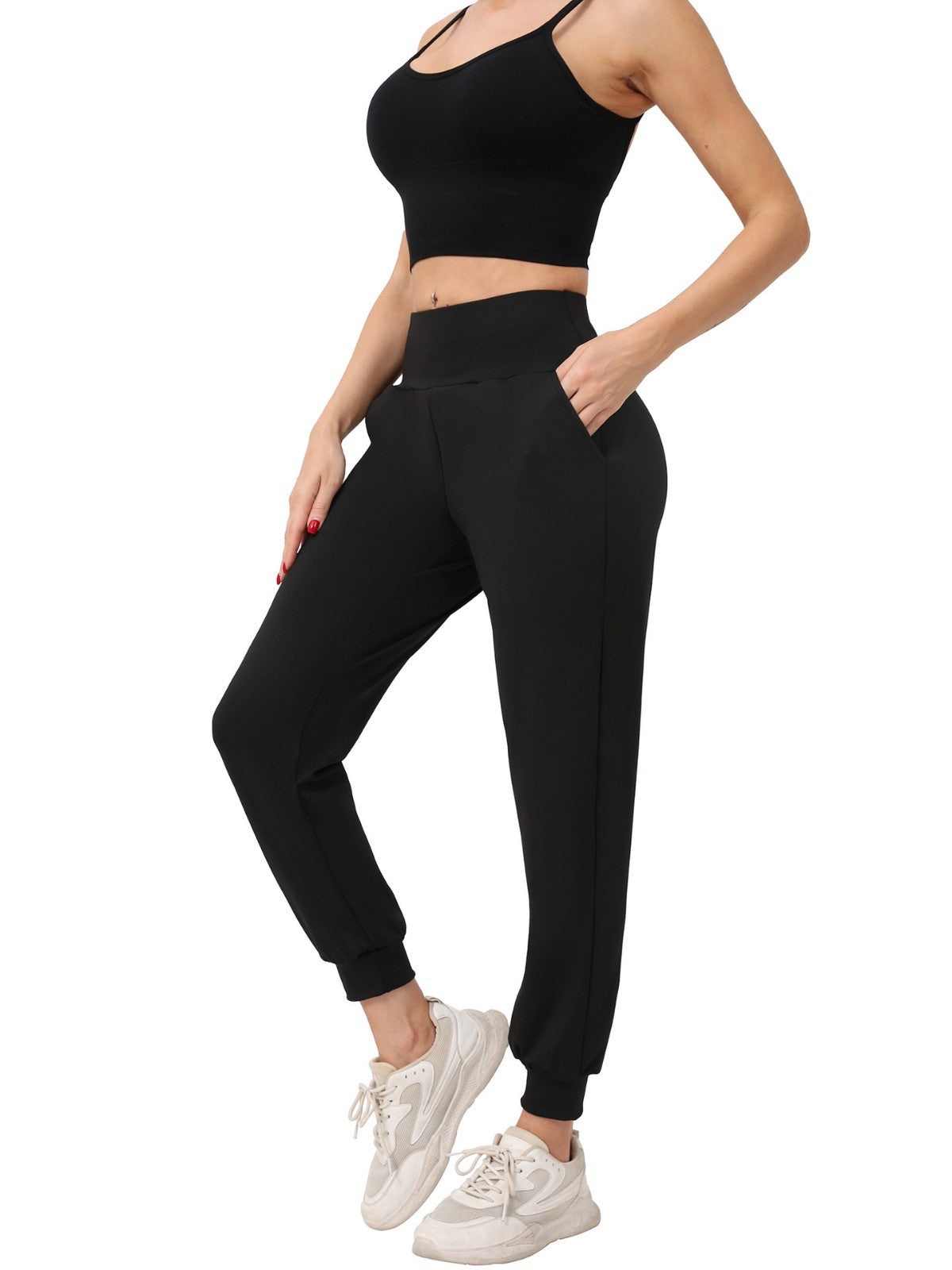 Cross-Border New European And American Women's Loose Sports Pants Running Training Leggings Pocket Casual Quick-Drying Fitness Pants