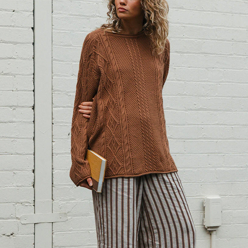 Womens Comfortable Casual And Stylish Cable-knit Sweater