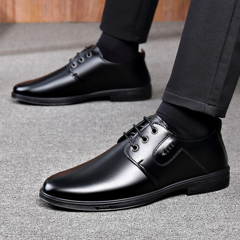 Premium Men's Leather Shoes, Business Formal Casual Leather Shoes, Lace-Up With Decorative Buckle, British Style