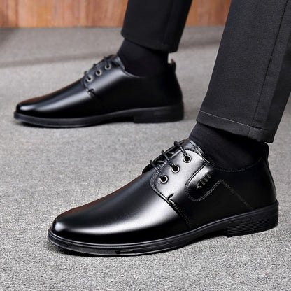 Premium Men's Leather Shoes, Business Formal Casual Leather Shoes, Lace-Up With Decorative Buckle, British Style