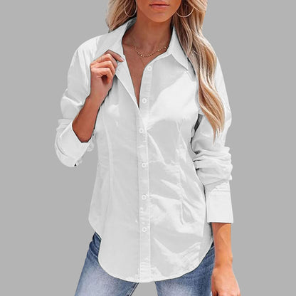 Lapel Long Sleeve Cotton Linen Button Slim Shirt